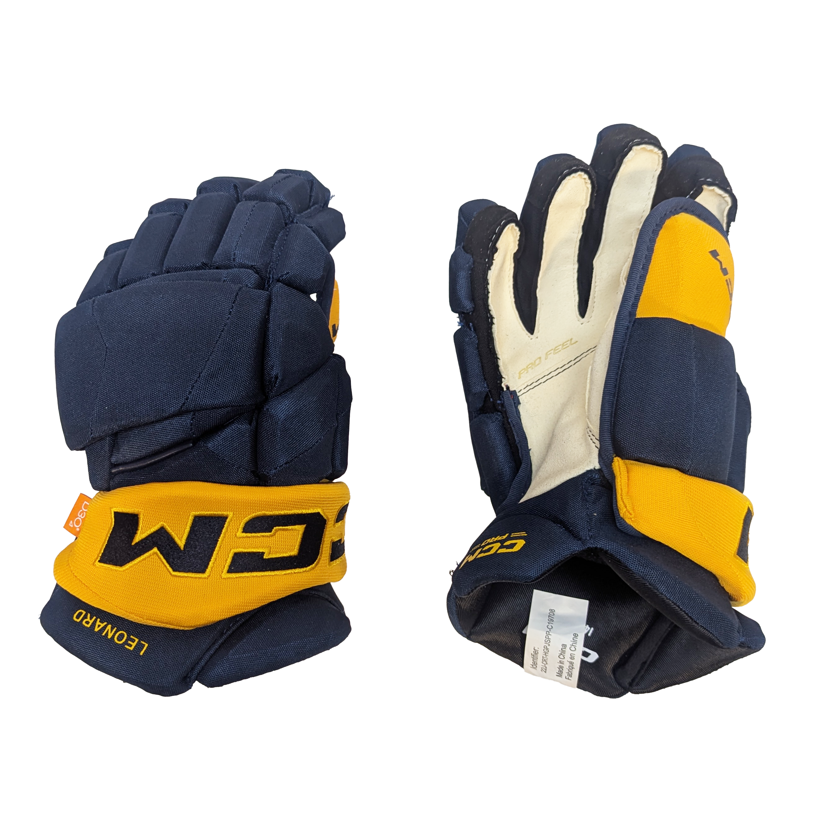 CCM HGJSPP - NHL Pro Stock Glove - John Leonard (Navy/Yellow)